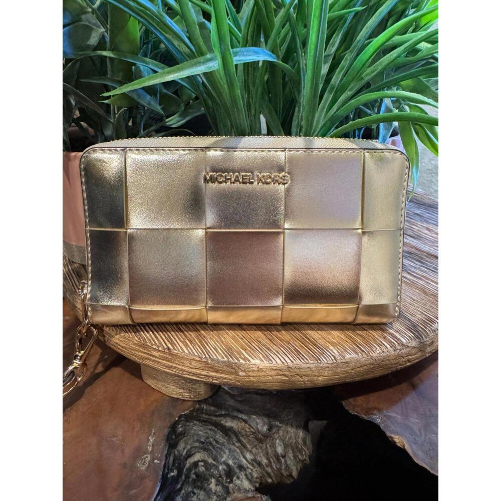 Michael Kors large jet set gold phone wallet